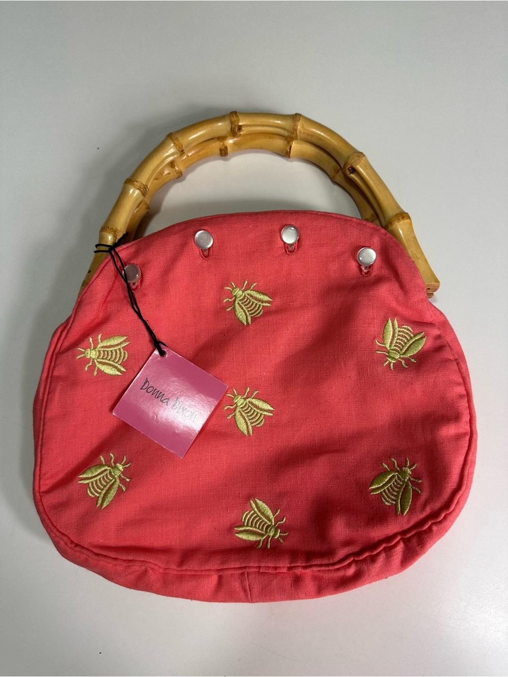 Donna Dixon Coral Embroidered Bamboo-Handle Women's Tote